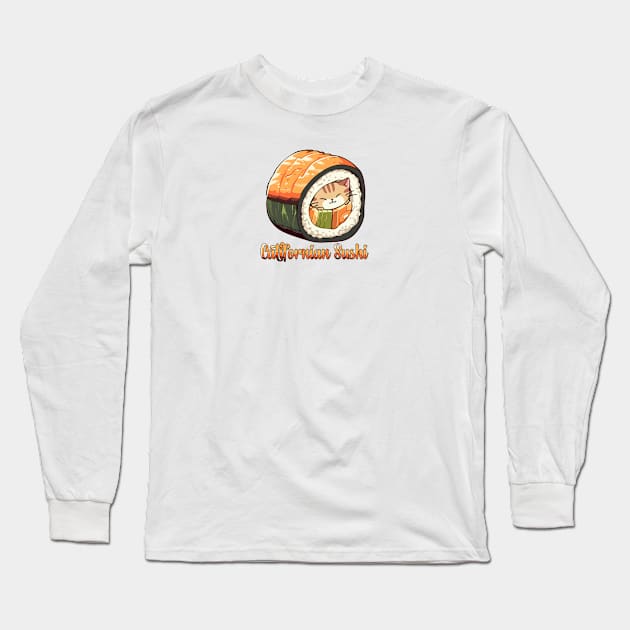 Catifornian sushi roll Orange Cat Long Sleeve T-Shirt by Myanko